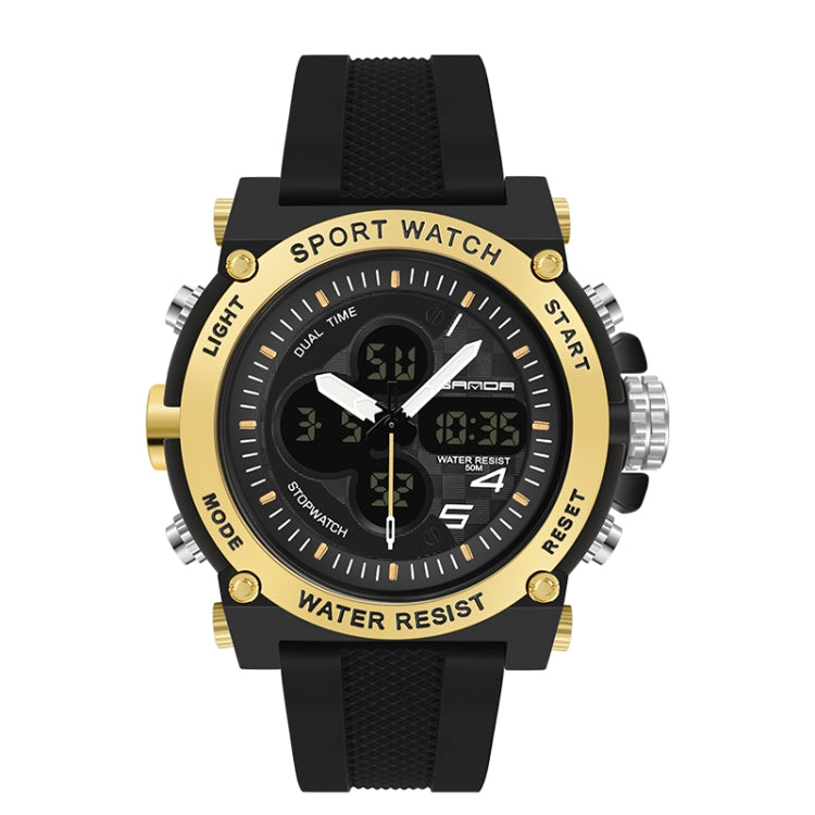 SANDA 3107 Dual Digital Display Luminous Alarm Clock Men Outdoor Sports Electronic Watch