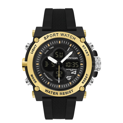 SANDA 3107 Dual Digital Display Luminous Alarm Clock Men Outdoor Sports Electronic Watch