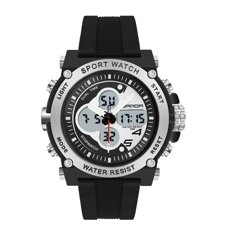 SANDA 3107 Dual Digital Display Luminous Alarm Clock Men Outdoor Sports Electronic Watch