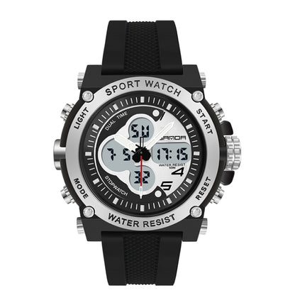 SANDA 3107 Dual Digital Display Luminous Alarm Clock Men Outdoor Sports Electronic Watch