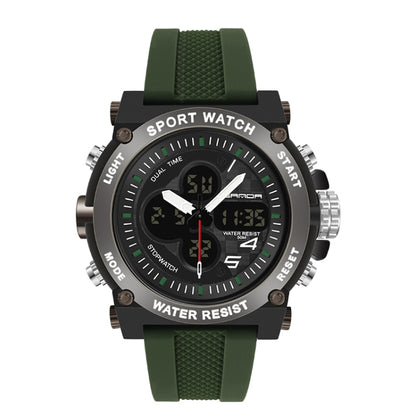 SANDA 3107 Dual Digital Display Luminous Alarm Clock Men Outdoor Sports Electronic Watch