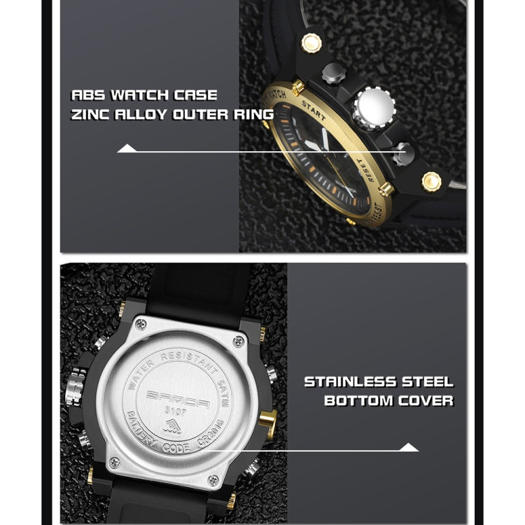SANDA 3107 Dual Digital Display Luminous Alarm Clock Men Outdoor Sports Electronic Watch