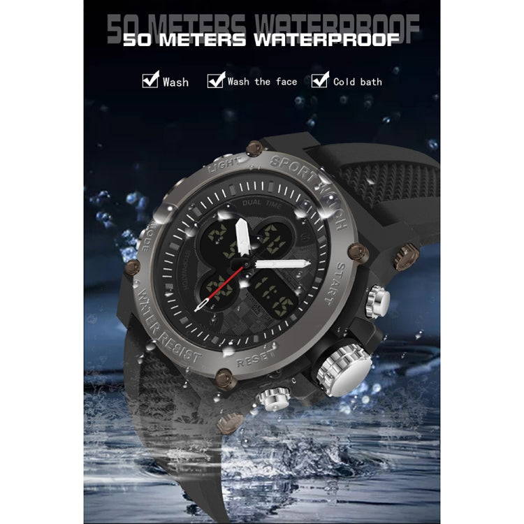 SANDA 3107 Dual Digital Display Luminous Alarm Clock Men Outdoor Sports Electronic Watch