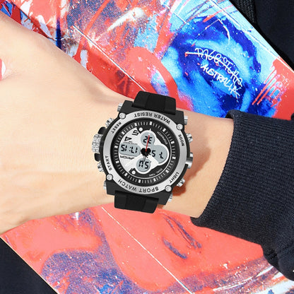 SANDA 3107 Dual Digital Display Luminous Alarm Clock Men Outdoor Sports Electronic Watch