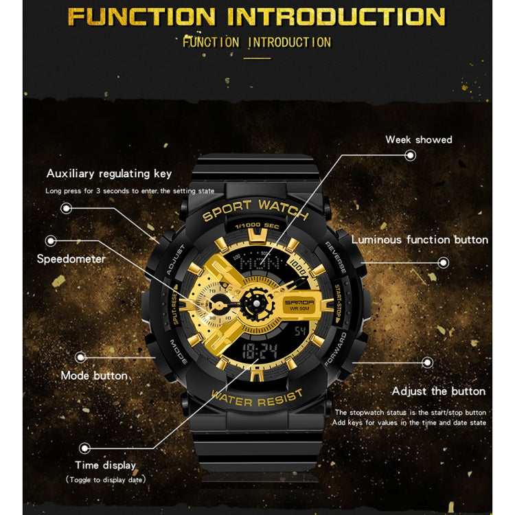 SANDA World Time Luminous Calendar Multifunctional Men Sports Quartz Watch