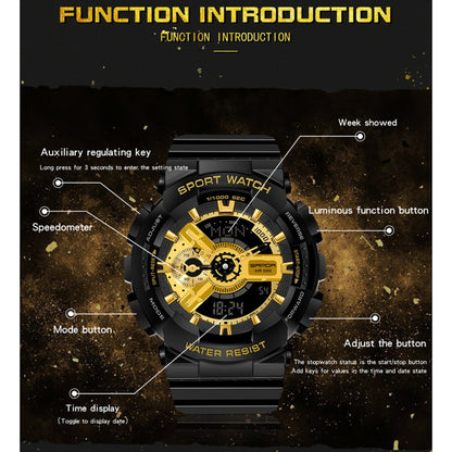 SANDA World Time Luminous Calendar Multifunctional Men Sports Quartz Watch