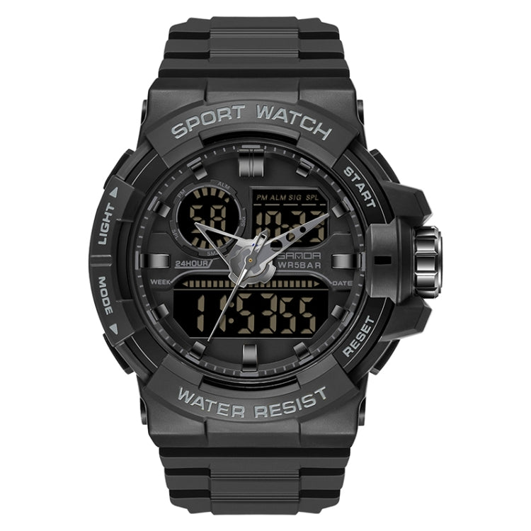 SANDA 6025 Dual Time Digital Display Luminous Calendar Waterproof Multifunctional Men Sports Quartz Watch