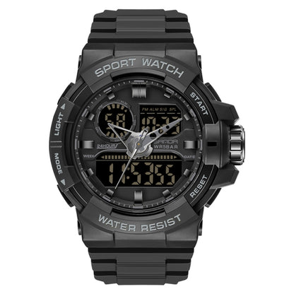 SANDA 6025 Dual Time Digital Display Luminous Calendar Waterproof Multifunctional Men Sports Quartz Watch