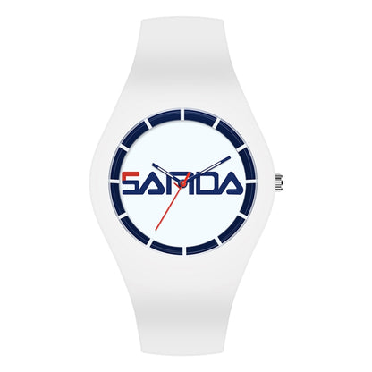 SANDA 6076 Simple Scale Round Dial Ladies Silicone Strap Quartz Watch