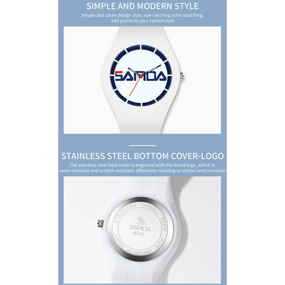 SANDA 6076 Simple Scale Round Dial Ladies Silicone Strap Quartz Watch