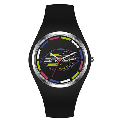 SANDA 6077 Simple Icon Round Dial Ladies Silicone Strap Quartz Watch