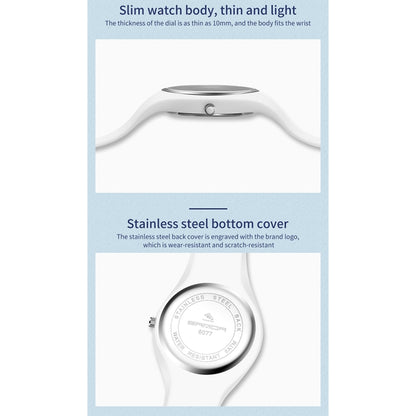 SANDA 6077 Simple Icon Round Dial Ladies Silicone Strap Quartz Watch