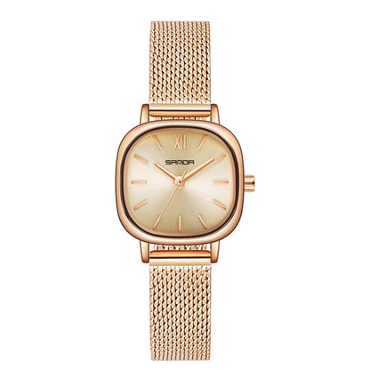 SANDA P1098 Simple Bar Scale Oval Dial Quartz Watch for Women