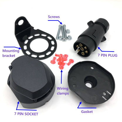 7 Pins 12N Electrics Converter Trailer Caravan Plug and Socket Adapter Connector, A0364