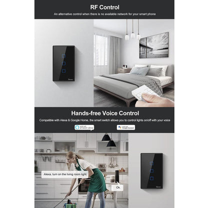 Sonoff T3 US-TX 433 RF WIFI Smart Remote Control Wall Touch Switch, US Plug, Single Button, Double Buttons, Three Buttons
