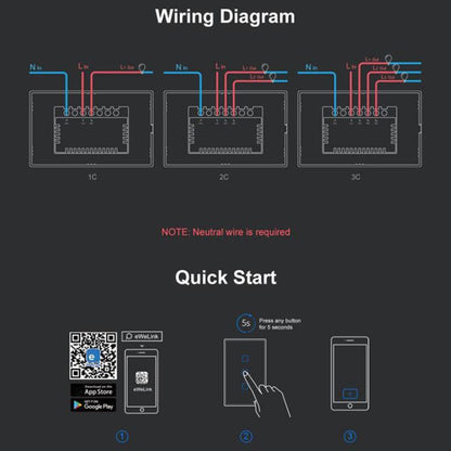T3 US-TX 433 RF WIFI Smart Remote Control Wall Touch Switch, US Plug, Style:Three Buttons, Single Button, Double Buttons, Three Buttons