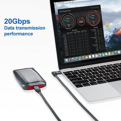 100W USB-C / Type-C Elbow to USB-C / Type-C Male Full-function Data Cable with E-mark, 0.5m, 1m, 1.5m