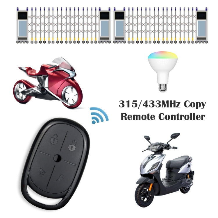 AK-K2000812 4-button Copy Style Electric Barrier Garage Door Battery Car Key Remote Controller, 315MHZ, 433MHZ