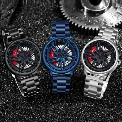 SANDA 1062 360 Degree Hollow Spinning Dial Steel Strap Quartz Watch for Men, 1062 Steel Strap