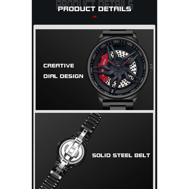 SANDA 1062 360 Degree Hollow Spinning Dial Steel Strap Quartz Watch for Men, 1062 Steel Strap