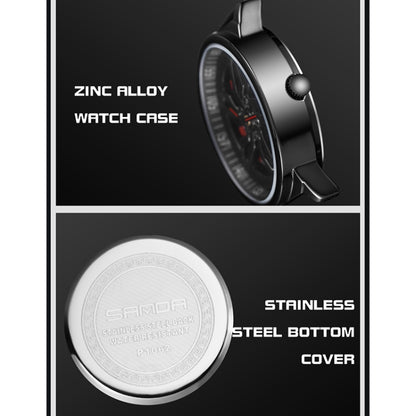 SANDA 1062 360 Degree Hollow Spinning Dial Steel Strap Quartz Watch for Men, 1062 Steel Strap