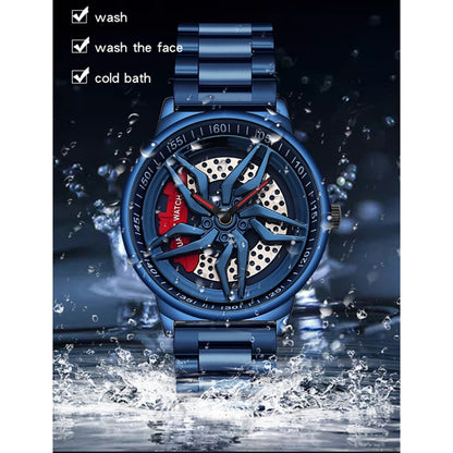 SANDA 1062 360 Degree Hollow Spinning Dial Steel Strap Quartz Watch for Men, 1062 Steel Strap