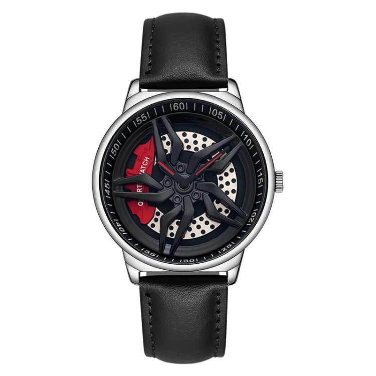 SANDA 1062 360 Degree Hollow Spinning Dial Leather Strap Quartz Watch for Men, 1062 Leather Strap