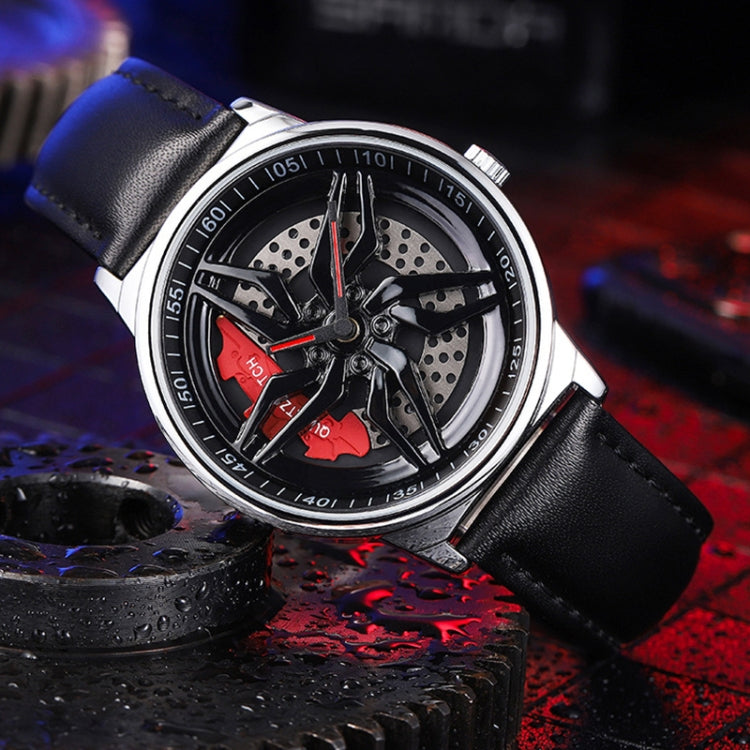SANDA 1062 360 Degree Hollow Spinning Dial Leather Strap Quartz Watch for Men, 1062 Leather Strap
