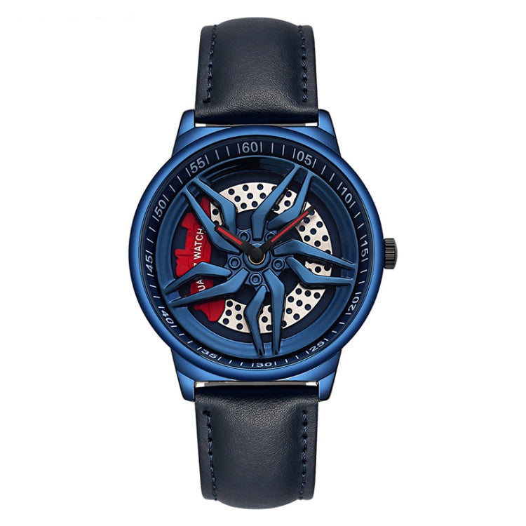 SANDA 1062 360 Degree Hollow Spinning Dial Leather Strap Quartz Watch for Men, 1062 Leather Strap