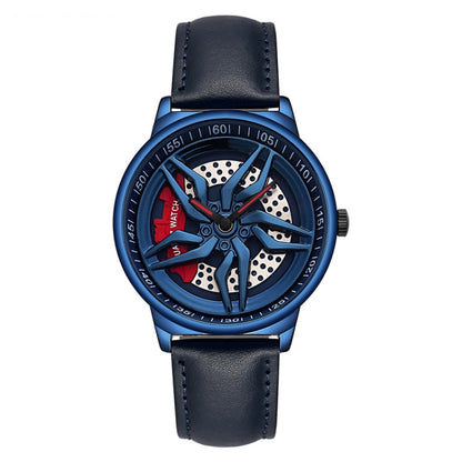 SANDA 1062 360 Degree Hollow Spinning Dial Leather Strap Quartz Watch for Men, 1062 Leather Strap