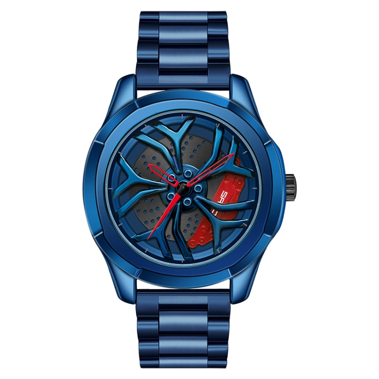 SANDA 1065 3D Hollow Out Wheel Non-rotatable Dial Quartz Watch for Men, Steel Belt, Leather Belt, Mesh Belt