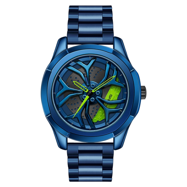 SANDA 1065 3D Hollow Out Wheel Non-rotatable Dial Quartz Watch for Men, Steel Belt, Leather Belt, Mesh Belt