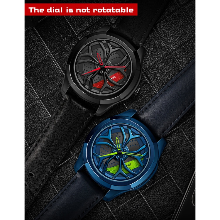 SANDA 1065 3D Hollow Out Wheel Non-rotatable Dial Quartz Watch for Men, Steel Belt, Leather Belt, Mesh Belt