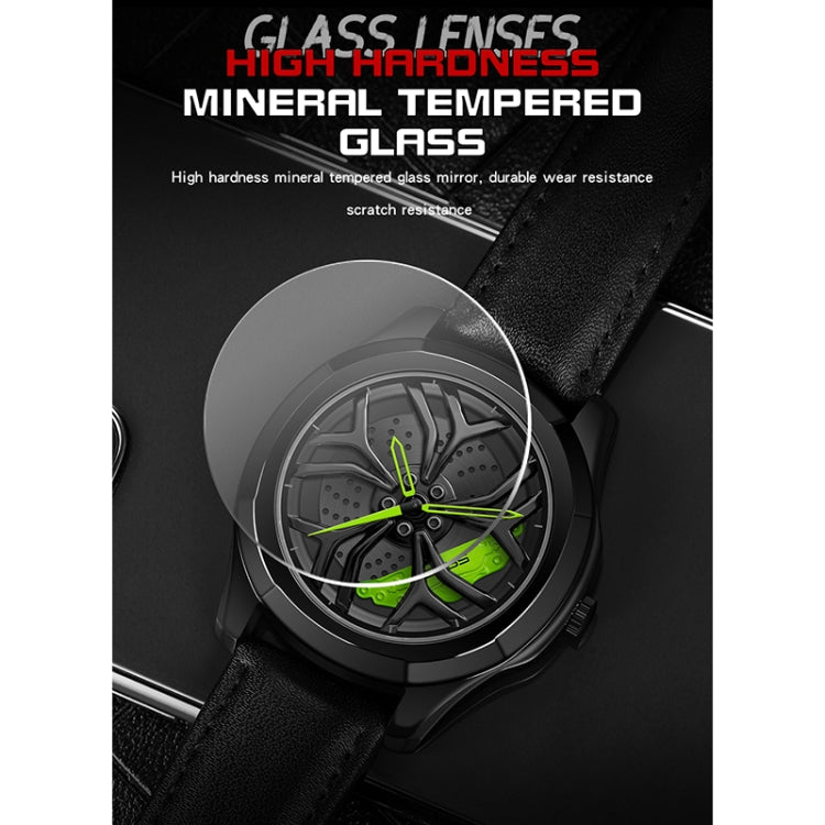 SANDA 1065 3D Hollow Out Wheel Non-rotatable Dial Quartz Watch for Men, Steel Belt, Leather Belt, Mesh Belt