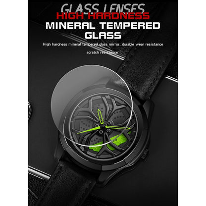 SANDA 1065 3D Hollow Out Wheel Non-rotatable Dial Quartz Watch for Men, Steel Belt, Leather Belt, Mesh Belt