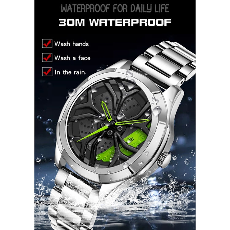 SANDA 1065 3D Hollow Out Wheel Non-rotatable Dial Quartz Watch for Men, Steel Belt, Leather Belt, Mesh Belt