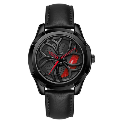 SANDA 1065 3D Hollow Out Wheel Non-rotatable Dial Quartz Watch for Men, Steel Belt, Leather Belt, Mesh Belt