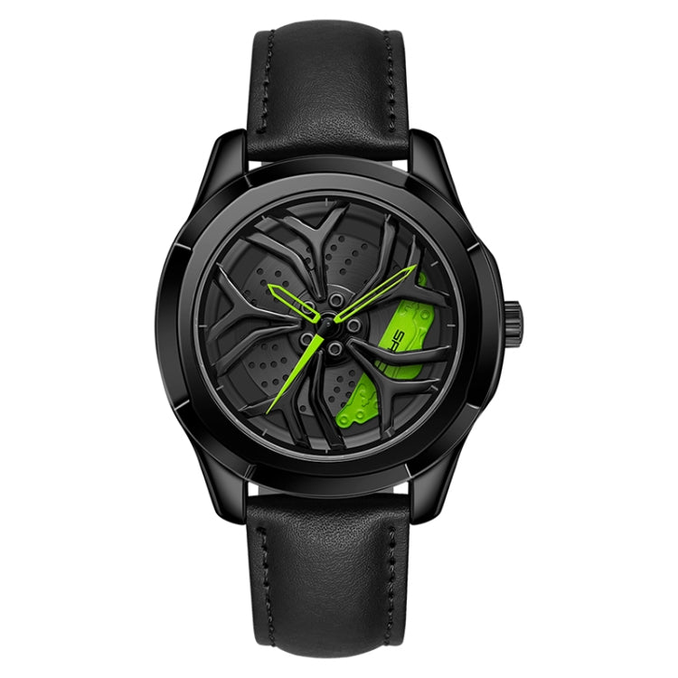 SANDA 1065 3D Hollow Out Wheel Non-rotatable Dial Quartz Watch for Men, Steel Belt, Leather Belt, Mesh Belt