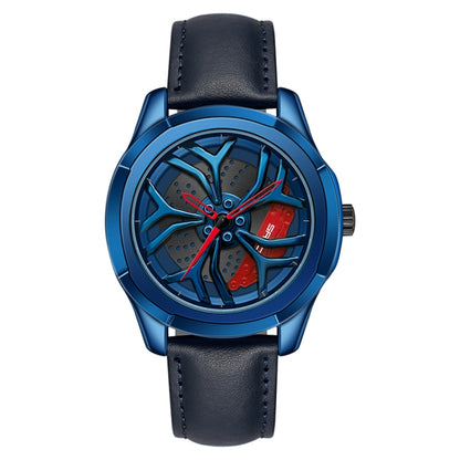 SANDA 1065 3D Hollow Out Wheel Non-rotatable Dial Quartz Watch for Men, Steel Belt, Leather Belt, Mesh Belt