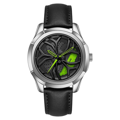 SANDA 1065 3D Hollow Out Wheel Non-rotatable Dial Quartz Watch for Men, Steel Belt, Leather Belt, Mesh Belt