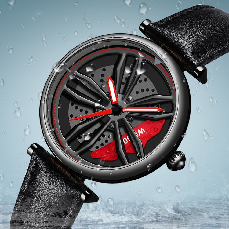 SANDA 1074 3D Hollow Out Wheel Non-rotatable Dial Quartz Watch for Women, Steel Belt, Leather Belt, Mesh Belt