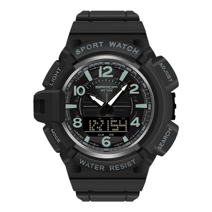SANDA 3101 Dual Time Dispay Dial Luminous Timer Alarm Clock Electronic Watch for Men