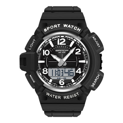 SANDA 3101 Dual Time Dispay Dial Luminous Timer Alarm Clock Electronic Watch for Men