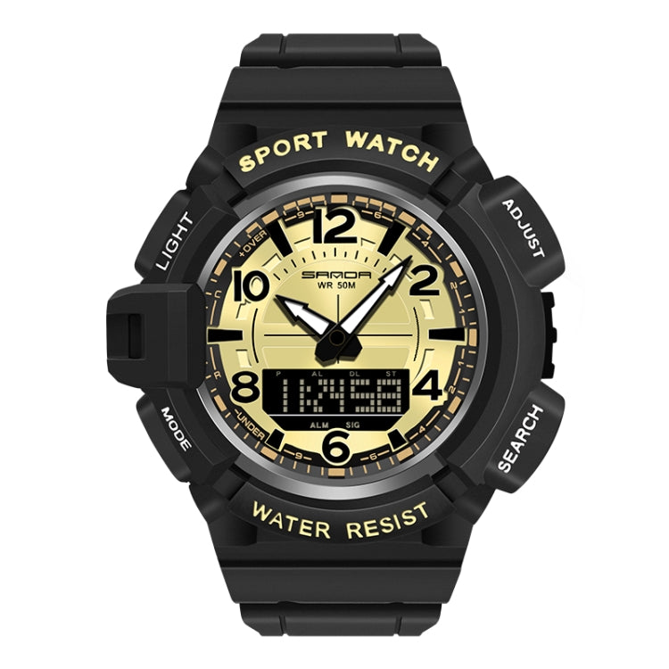 SANDA 3101 Dual Time Dispay Dial Luminous Timer Alarm Clock Electronic Watch for Men