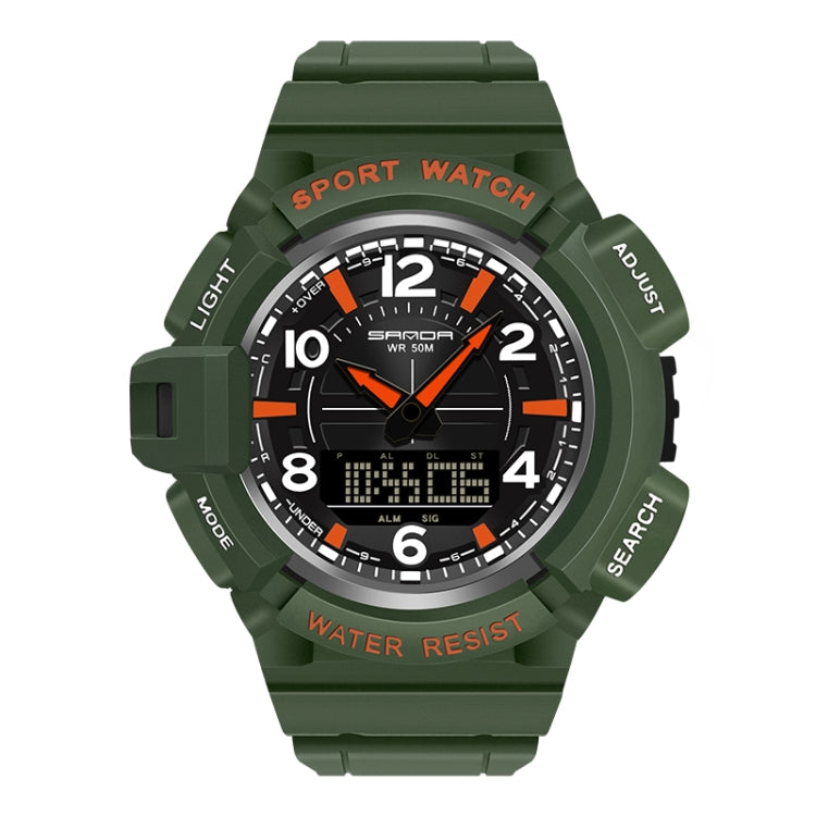 SANDA 3101 Dual Time Dispay Dial Luminous Timer Alarm Clock Electronic Watch for Men