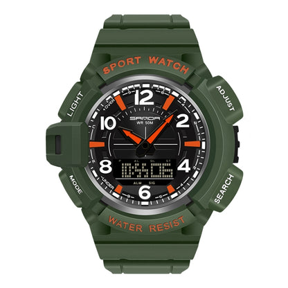 SANDA 3101 Dual Time Dispay Dial Luminous Timer Alarm Clock Electronic Watch for Men