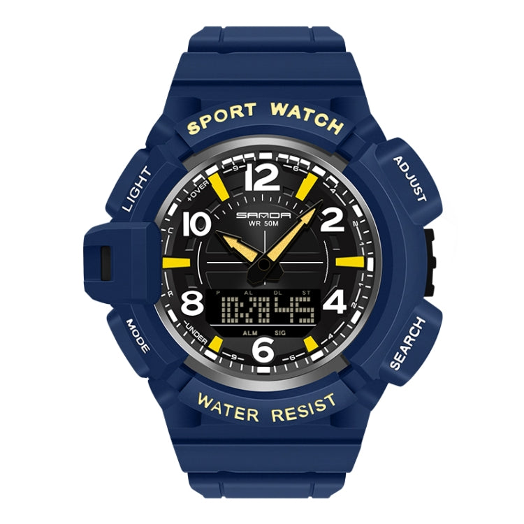 SANDA 3101 Dual Time Dispay Dial Luminous Timer Alarm Clock Electronic Watch for Men