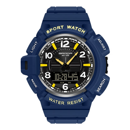 SANDA 3101 Dual Time Dispay Dial Luminous Timer Alarm Clock Electronic Watch for Men