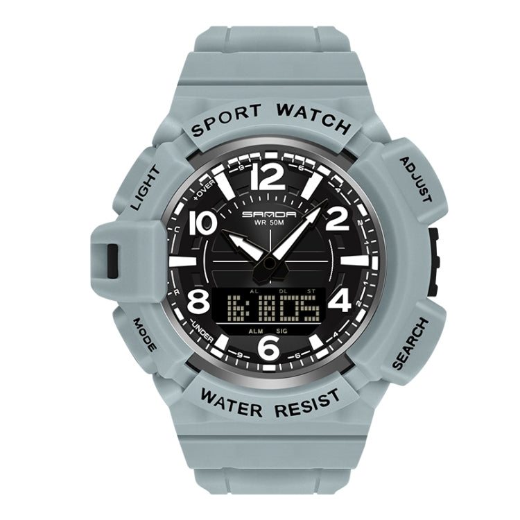 SANDA 3101 Dual Time Dispay Dial Luminous Timer Alarm Clock Electronic Watch for Men