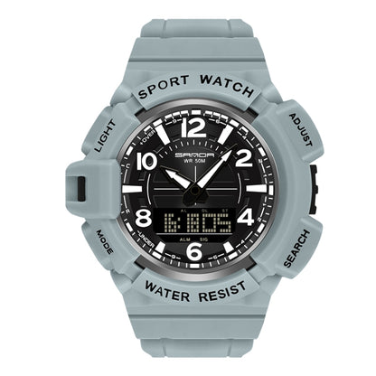 SANDA 3101 Dual Time Dispay Dial Luminous Timer Alarm Clock Electronic Watch for Men